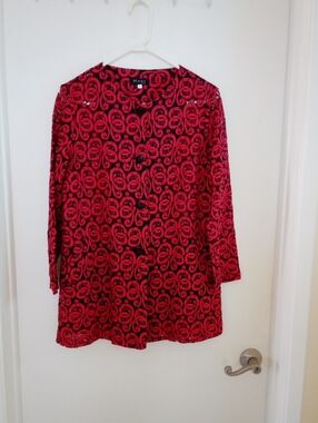 Dark Maroon Reddish Patterned Long-Sleeve Dress